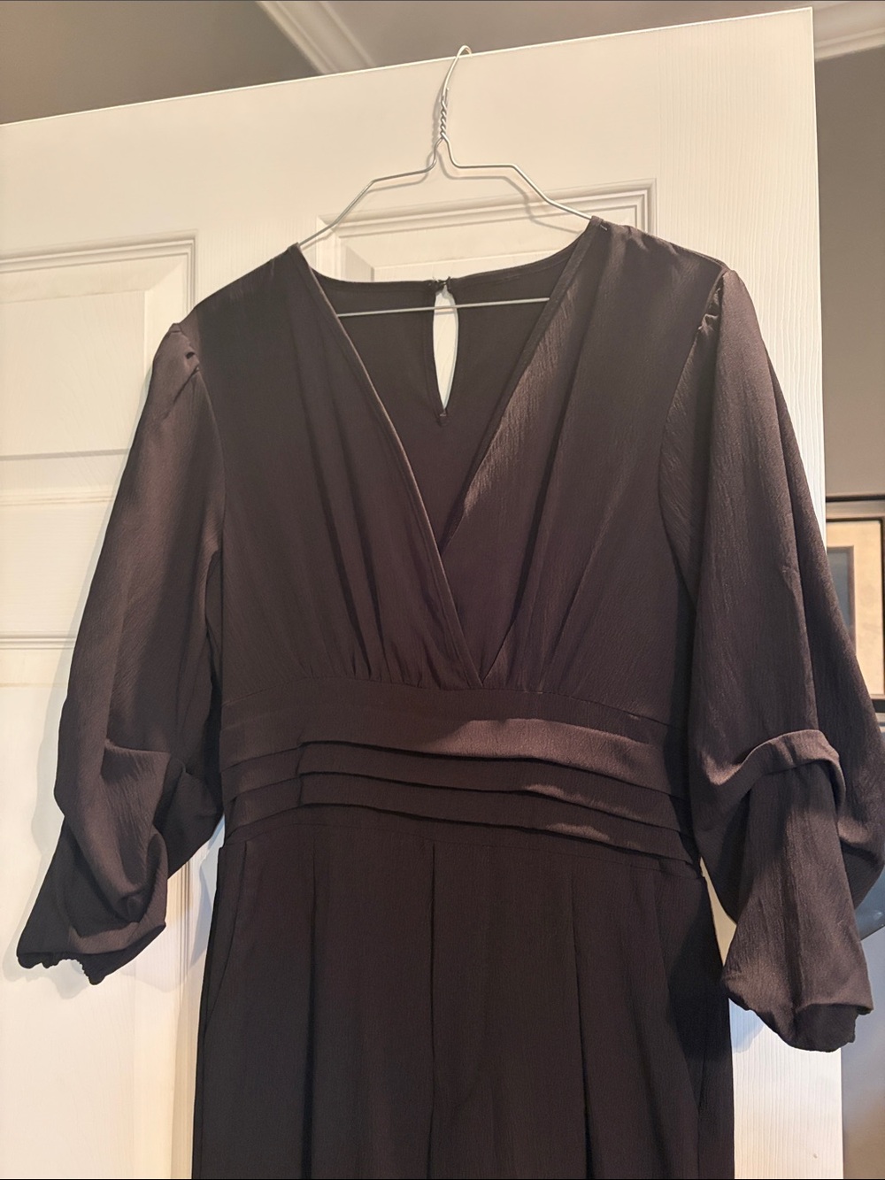 SHEIN Deep Black Wide Leg Jumpsuit with Pleated Waist